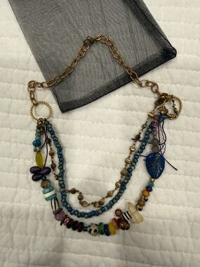 Hand made boho Multi-Strand Beaded Necklace inMulti-Color chocker style